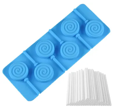Immagine prodotto di Stampo in silicone per cake pops, lecca-lecca a spirale, con 50 stecchini