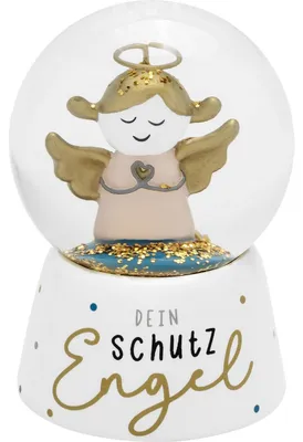 Schneekugel Schutzengel, Glitter, 6,5 cm, Polyharz