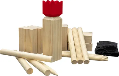 Produktbild von Carromco ORIGINAL Kubb Wikingerschach Odin-M Kiefernholz roter König wetterfester Tasche Outdoor Spielzeug Wikinger Schach Holz