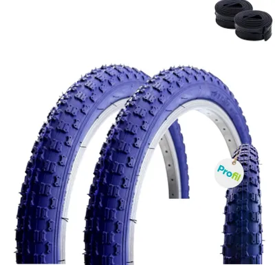 Produktbild von 2 x Roverstone Fahrradreifen 20 x 2,125 (54-406) Dunkelblau + 2 Schläuche AV inkl. Reifenheber