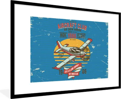 Produktbild von MuchoWow® MuchoWow® Gerahmtes Poster Mancave - Flugzeug - Vintage 90x60 cm - Poster mit zchwarzem Bilderrahmen - Wanddekoration - Fotos