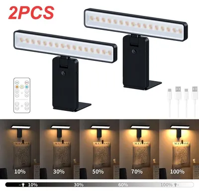 Produktbild von LED-Wandleuchten - Kabelloses 2er-Set - 24 cm, 3000 mAh - Drei Farbtemperaturen - Dimmbar - Fernbedienung - USB-aufladbar - Schwarz