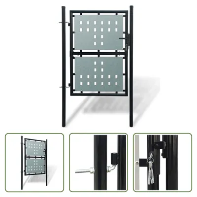 Produktbild von The Living Store Zauntor (Einzeltor) Schwarz 100x175 cm