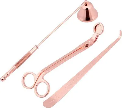 Produktbild von Famanu Kerzenzubehörset mit Kerzenlöscher, Dochtschneider und Dochtheber - Rosé Gold