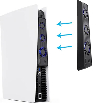 Produktbild von PS5 Mainframe-Kühlgebläse,PS5 Cooling Lüfter, Mit externem, USB-Anschluss und 3 Ventilatoren, Temperaturkontrolle für PS5, Schwarz