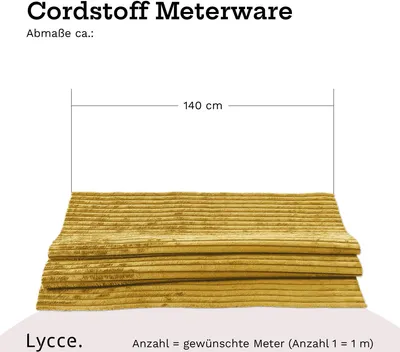 Cordstoff Meterware 1,40 m breiter Polsterstoff für Möbel Kissenbezüge DIY Zuschnitt senf
