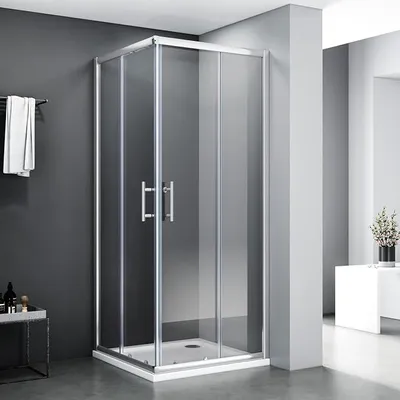 Imagen del producto de Cabina de ducha/separador de ducha de 70x70x185 cm, entrada por un lado, puerta corredera doble, vidrio templado