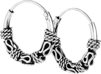 Produktbild von Paar 925 Sterling Silber Keltische Bali Amica Ohrringe Creolen S 12mm 7096
