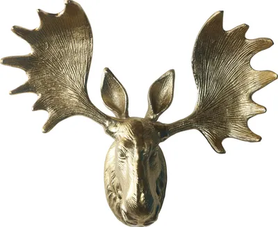 Produktbild von Deko Geweih Elchkopf 'gold' (Größe: M) - Wandfigur, Wanddeko, Metall Elchgeweih, Elchkopf, Geweih und Skulptur Elch Geschenk Dekogeweih Hörnern