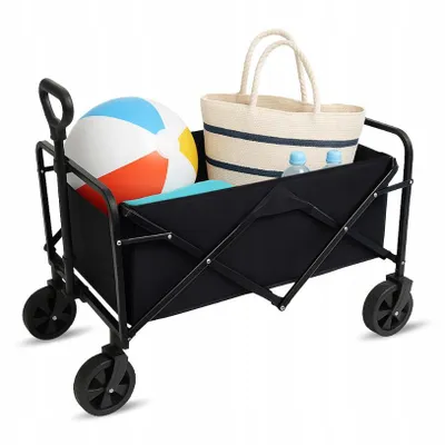 Produktbild von Faltbarer Gartenwagen & Campingwagen – Strandwagen mit Taschen, bis 100 kg belastbar