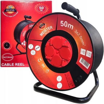 Produktbild von Trommelverlängerungskabel 50M 4 Steckdosen Pvc 230V 3X2,5Mm 2950W mit Schalter