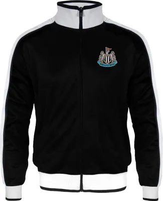 A black and white track jacket with the Newcastle United FC crest.