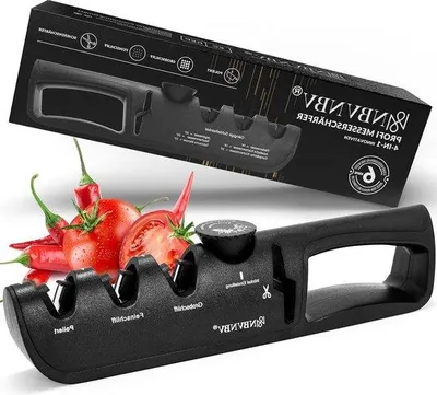 Immagine prodotto di Affilacoltelli professionale 4 in 1 | Ergonomico | Regolabile su 6 livelli | Affilacoltelli | Nero