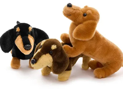 Image de Ensemble de 3 peluches chien teckel, 33 cm, doux, style kawaii, décorations, figurines de chiots, peluches, cadeaux pour enfants et bébés
