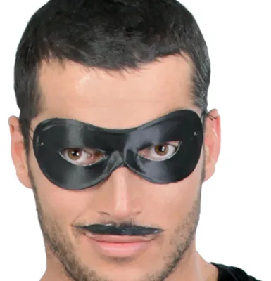 Productafbeelding van Bandietenmasker, zwart. Carnaval, Fasching, maskerfeest. Musketiervan, avontuur. Oogbedekking. Dief, geheime identiteit. Spel, plezier, verkleedkunst, spektakel, kostuumfeest, Faschingsmode. Accessoire, sieraden, uniek. Kleur: zwart