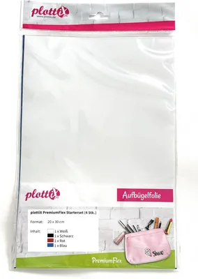 Produktbild von plottix Aufbügelfolie Premium Flex StarterSet 4 Stk 20x30 cm