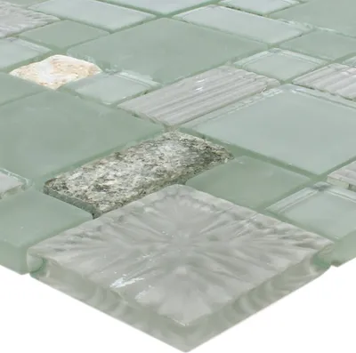 Produktbild von Mosaikfliesen Norderney Glas Naturstein Grau