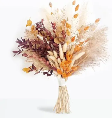 Produktbild von 66-teiliger Trockenblumenstrauß, natürliche Trockenblumen, Pampasgras zum Anpflanzen, Trockenblumen-Dekoration, DIY-Trockenblumen-Set, Trockenblumen für die Vase im Schlafzimmer, Boho-Hochzeit