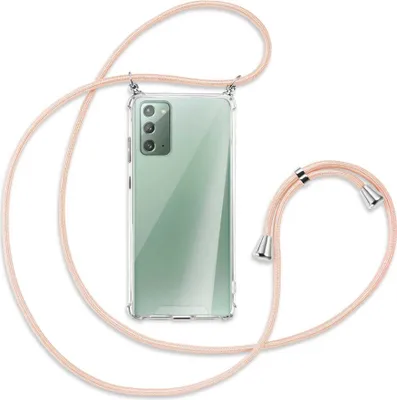 Produktbild von Handykette Backcover-Schutzhülle mit Band (Metall silberfarben) für Samsung Galaxy Note20 4G/5G - rose peach