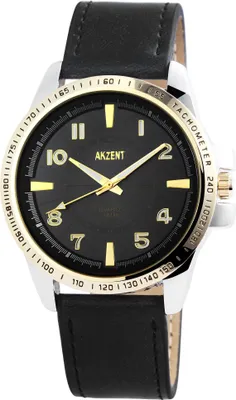 Produktbild von Akzent Herrenuhr mit Kunstlederionsarmband