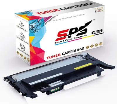 A black toner cartridge is placed in front of its retail packaging box.