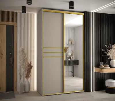 Produktbild von Kleiderschrank INDIRA 11 - 140/60 cm, Kaschmir/Gold
