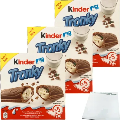 Produktbild von Ferrero Kinder Tronky 3er Pack (3x5 Riegel, 90g Packung) + usy Block