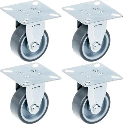 Produktbild von 50mm 2" Lenkrolle, grau, feststehend, 160kg Tragkraft, 4er Set