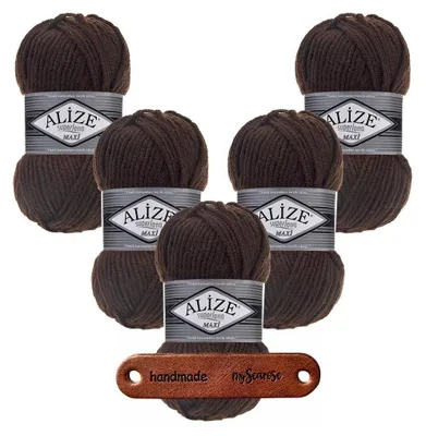 Produktbild von 5 x ALIZE Superlana Maxi 26 brown mit Label