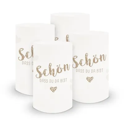 Produktbild von itenga 6x Windlicht klein Schön dass du da bist, latte macchiato / weiß, 10,0 cm