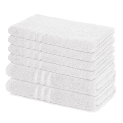 Produktbild von Lavea® 6-teiliges Handtuch Set Elena, 100% Baumwolle - 4x Handtücher 50x100 cm, 2x Duschtücher 70x140 cm, Handtücher Set - Weiß