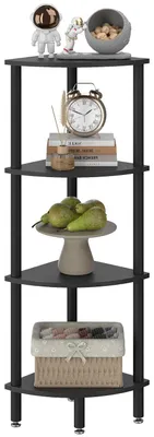 Eckregal 4-stufig, industriell, Schwarz, 30x30x102 cm