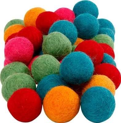 Immagine prodotto di Perline di lana, 20 mm, colori vivaci, 64 assortiti.