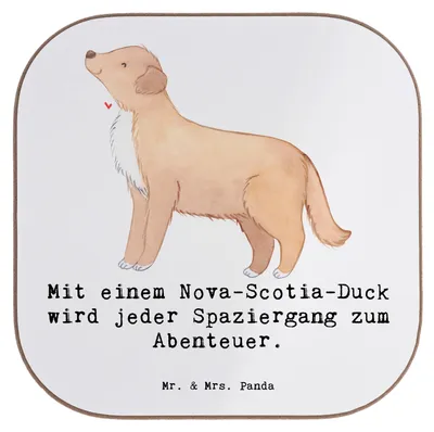 Produktbild von Mr. & Mrs. Panda Untersetzer für Gläser Nova Scotia Duck Abenteuer - Weiß - Geschenk, Hunderassen Vielfalt, gläseruntersetzer, Hundeliebhaber, Hunderasse, Hunde, Glas