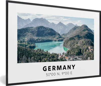 Produktbild von MuchoWow® Gerahmtes Poster Deutschland - Wasser - Wald 30x20 cm - Poster mit Schwarzem Bilderrahmen Wandposter Rahmen Foto Bilder - Kunstdruck - Bild-Poster