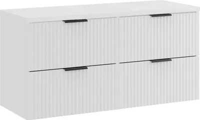Immagine prodotto di Set Di Mobili Da Bagno Bianco Opaco Scanalato 120 Cm 4 Cassetti