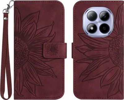 Produktbild von Xiaomi Redmi Note 15 Pro 5G Hülle - Coverup Sonnenblume Klapphülle mit Schlüsselband - Bordeaux