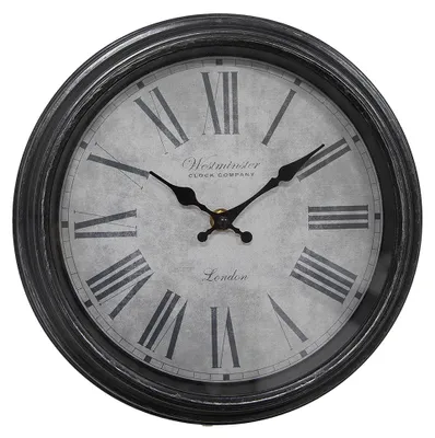 Image de Clayre & Eef Horloge murale Ø 25x4 cm Noir Gris Plastique