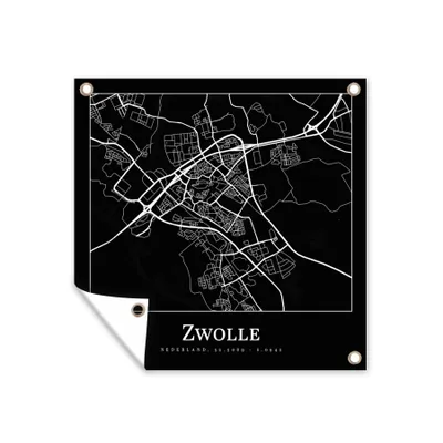 Obrázek produktu pro MuchoWow® Zahradní plakáty - Mapa města - Mapa - Zwolle - Mapa města - 200x200 cm - Zahradní dekorace