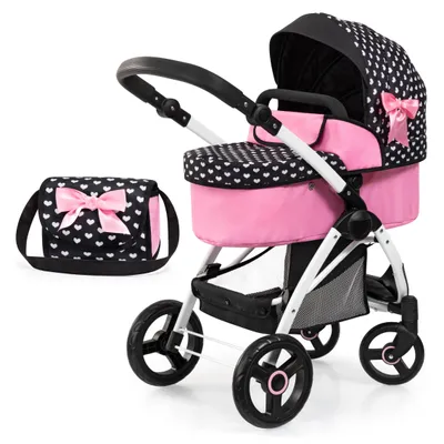 Produktbild von Bayer Design 17560AA Puppenwagen City Max mit Tasche, höhenverstellbar, schwenkbare Vorderräder, wandelbar als Jogger, integrierter Korb