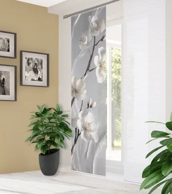 Produktbild von LAIRA Schiebegardine recyceltes Polyester, 245x60 cm, Blumendruck