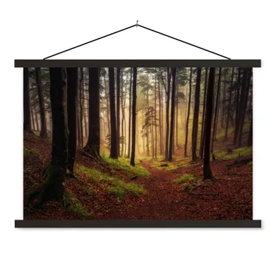 Produktbild von MuchoWow® Textilposter Bäume - Natur - Wald 120x80 cm mit schwarzem Rahmen - Wanddeko