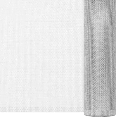 A roll of silver aluminum insect screen is shown against a white background.