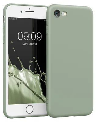 Produktbild von kwmobile Handyhülle für Apple iPhone SE (2022) / SE (2020) / 8 / 7 Hülle - weiches Handy Silikon Case - Schutzhülle Cover - Graugrün
