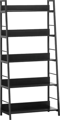 Produktbild von HOMCOM Schräges 5-stöckiges Bücherregal im Industriestil, 70 x 35 x 150 cm (L x B x H), Schwarz