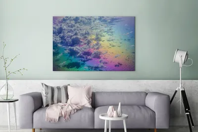 Produktbild von OneMillionCanvasses® - Leinwandbilder - 140x90 cm, Wolken mit Regenbogen, Wandbilder Kunstdruck Wanddekoration
