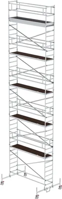 Produktbild von Günzburger Steigtechnik Rollgerüst 0,75 x 3 m mit Fahrbalken Plattformhöhe 10,45 m - 156045
