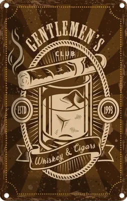Produktbild von vianmo Blechschild 18x12 cm Gentlemen`s Club Whiskey & Cigars