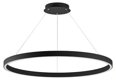Productafbeelding van CRISEIDE roestvrijstalen LED-pendelarmatuur, 100 W, 5200 lm, 3000 K, in zwart satijn aluminium, dimbaar met fase-aansturing en drukknop - Gealuce