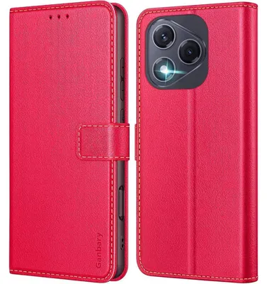 Immagine prodotto di Custodia a libro in pelle rossa per Honor 400 Lite 5G, con scomparti per carte e funzione stand